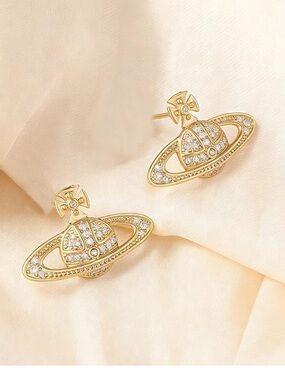 Vivienne Westwood style Gold Crystal Orb stud earrings